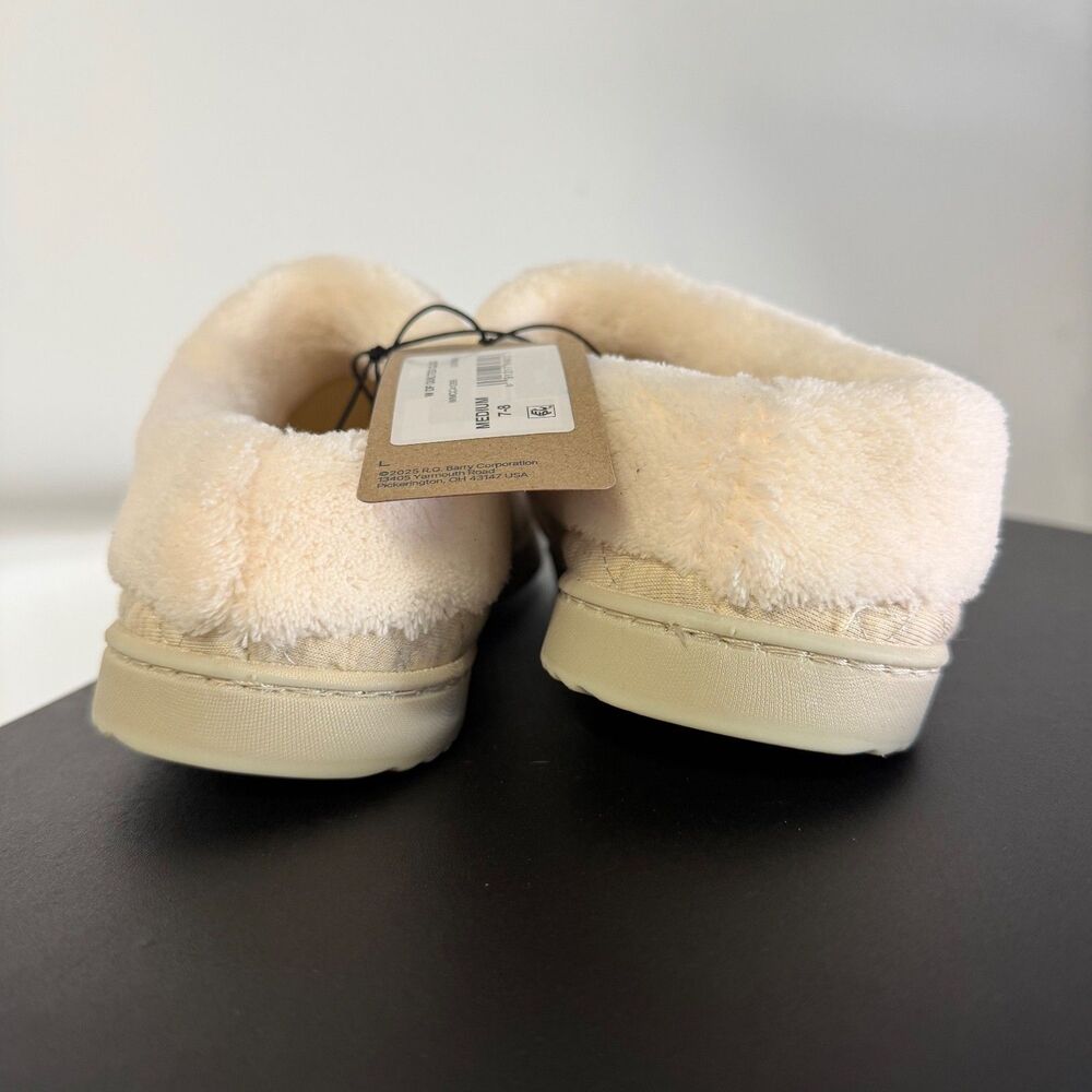 Dearfoams Quilted Clog Slippers Women’s Medium 7-8 Beige Memory Foam Cozy House - Picture 2 of 8